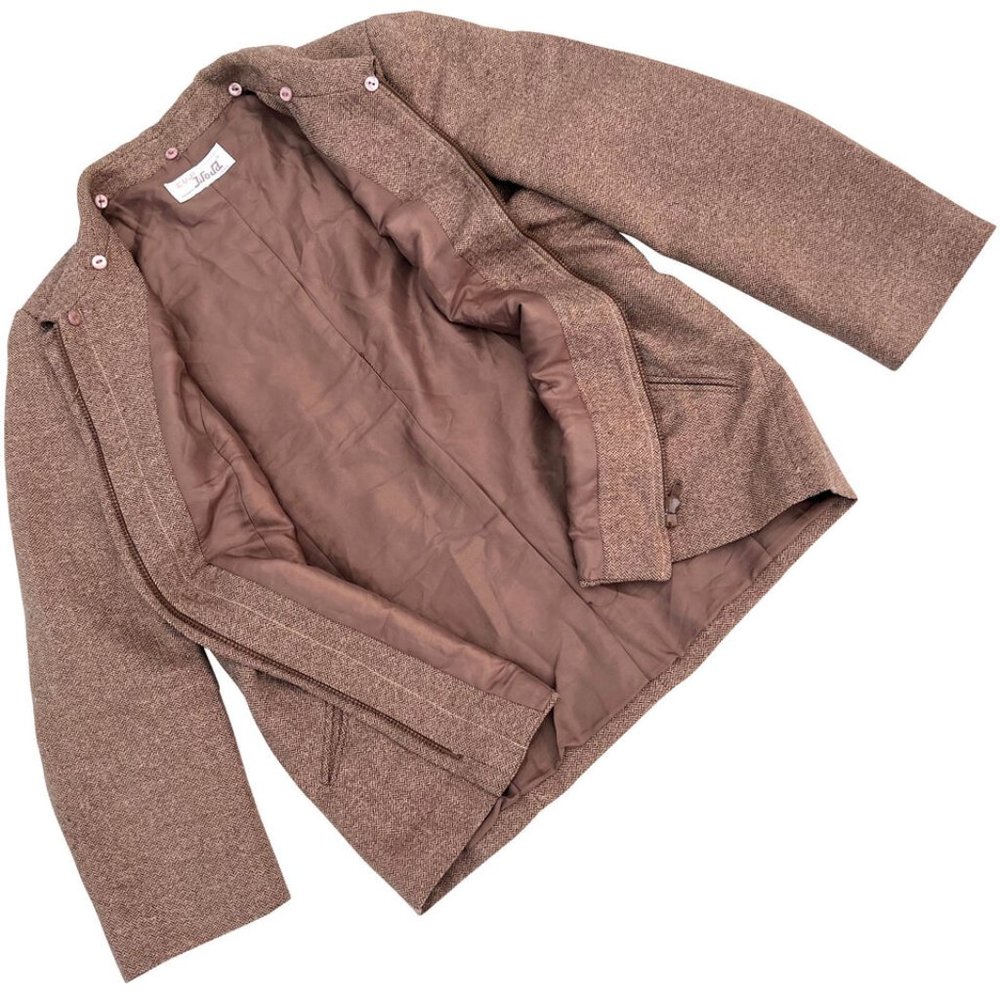 Equi Moda (Spain) Wool Blend Herringbone Tweed Blouson Jacket Beige (Totme) : L View 2